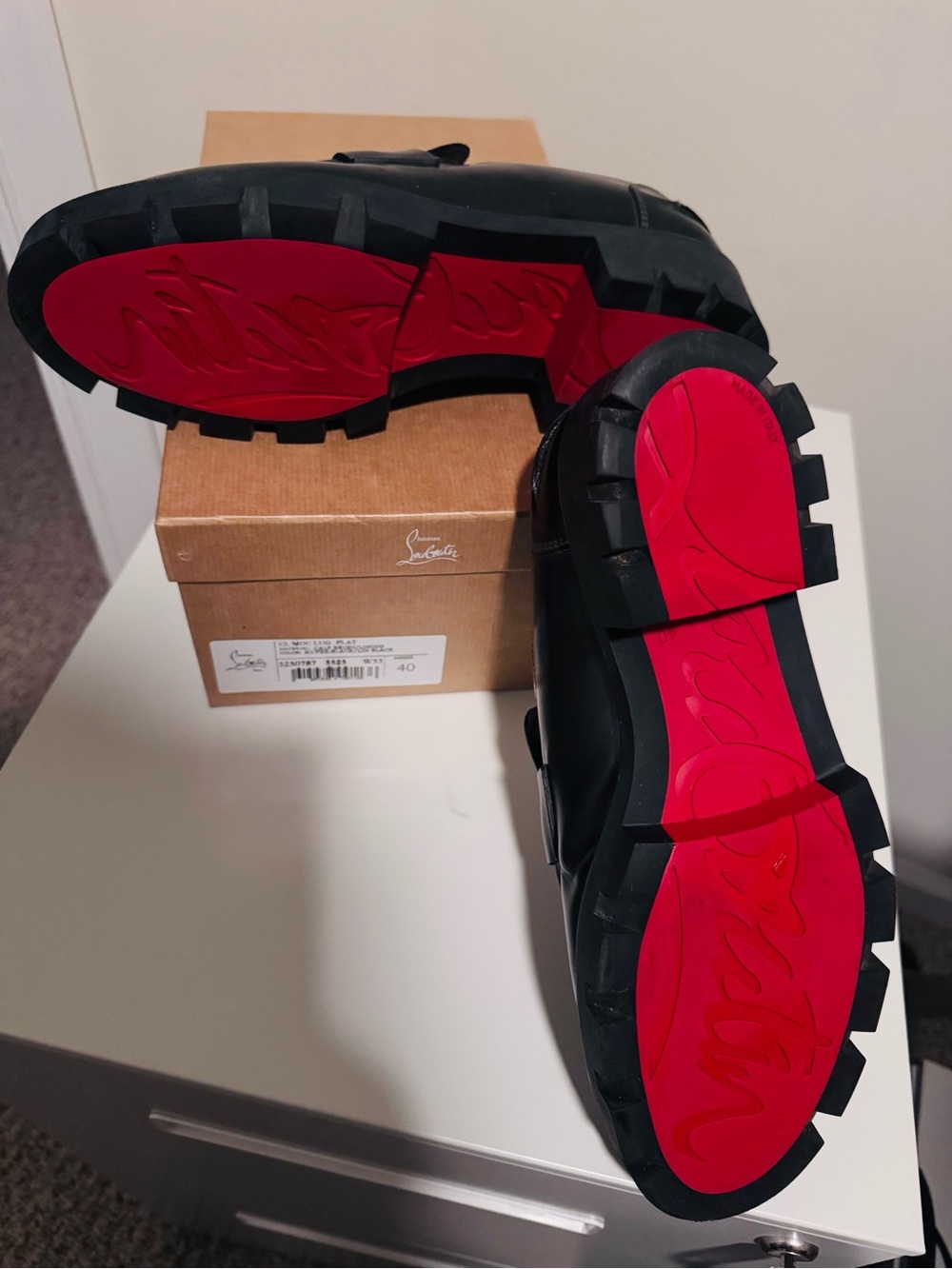 Men’s Black Leather Shoes with Signature Red Soles